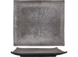 Intirilife Piatto Da Portata Per Sushi In Porcellana Nera - 26 X 23,4 X 3,8 Cm - Piatto Da Portata Per Sushi Giapponese Fatto A Mano Rettangolare