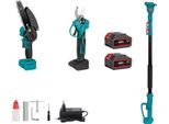 Motosega Elettrica Telescopica, Potenza 3500W, Barra Di Guida Da 6 Pollici, 2 Batterie 1 Spina