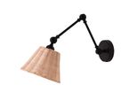 Lampada Da Parete Alpinaluz Con Braccio Orientabile, Struttura In Metallo Nero E Paralume Conico In Rattan Naturale Intrecciato A Mano, Stile Rustico,
