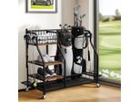 Wisfor Organizzatore Per Sacche Da Golf, Organizzatore Per Sacche Da Golf Con Ruote/Ganci, Portaoggetti Per Set Da Golf Porta Sacche Da Golf Per 2 Sacche Da Golf, Con Ripiani, 95X40X92Cm