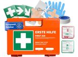 Cassetta Di Pronto Soccorso - Valigetta Din 13157 Per Aziende E Imprese - Cassetta Di Pronto Soccorso Arancione Testata Secondo La Norma Vigente - Con Adesivo E Supporto A Parete