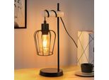 Zmh Lampada Da Tavolo Soggiorno Lampada Da Tavolo In Legno Vintage Nero Lampada Da Comodino 1 Fiamma In Design Industriale In Metallo Attacco E27 Lampada Da Comodino Retrò Per Camera Da Letto Hotel - Senza Lampadina