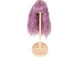 Bambola Parrucca Artificiale Ad Alta Temperatura Capelli Di Seta Lunghi Ricci Per 1/6 15,5-17 Cm Viola Lilla