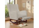 Proximax Confortevole Sedia A Dondolo, Beige, In Lino, Con Poggiapiedi E Tasche Laterali: La Poltrona Lounge Perfetta Per Leggere E Rilassarsi A Casa