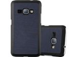Cadorabo Cover Per Samsung Galaxy J1 2016 Cover Protettiva In Blu Custodia Rigida Custodia In Legno Look Cover Telefono Cellulare