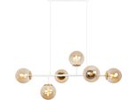 Plafoniera Siena Bianco-Oro 6 Luci Vetro Miele E14 Bracci Lunghi