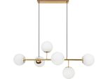 Plafoniera Siena Gold 6 Luci Vetro Bianco E14 Bracci Lunghi