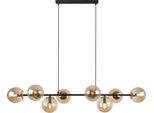 Lampada A Sospensione Siena Nero-Oro 8 Luci Vetro Miele E14