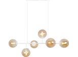 Plafoniera Siena Bianco 6 Luci Vetro Miele E14 Bracci Lunghi