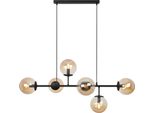 Plafoniera Siena Nero 6 Luci Vetro Miele E14 Bracci Lunghi