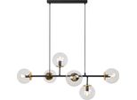 Plafoniera Siena Nero-Oro 6 Luci Vetro Beige E14 Bracci Lunghi