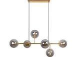Plafoniera Siena Gold 6 Luci Vetro Grigio Fumo E14 Bracci Lunghi