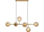 Plafoniera Siena Gold 6 Luci Vetro Miele E14 Bracci Lunghi