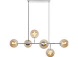 Plafoniera Siena Cromo 6 Luci Vetro Miele E14 Bracci Lunghi