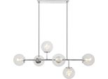 Plafoniera Siena Cromo 6 Luci Vetro Beige E14 Bracci Lunghi