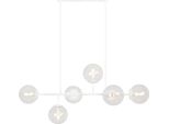 Plafoniera Siena Bianco 6 Luci Vetro Beige E14 Bracci Lunghi