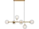 Plafoniera Siena Gold 6 Luci Vetro Beige E14 Bracci Lunghi