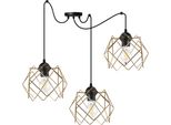 Lampada A Sospensione Stella Spider 3 Luci In Vetro Oro E27