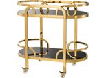 Casa Padrino Carrello Di Servizio Oro / Nero 85 X 46,5 X H. 80,5 Cm - Carrello Catering Hotel Ristorante