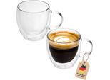 Intirilife 2X Set Di Bicchieri Termici A Doppia Parete Da 100 - 150 Ml - Bicchieri Termici In Vetro Soffiato A Bocca Isolati Per Latte Macchiato Espresso Bicchiere Da Tè Bicchiere Da Caffè Con Manico