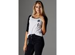 Merchcode Maglietta Femminile Da Donna Brandizzata - Banksy´S Graffiti Balloons Raglan Tee Bianco/Nero-4Xl