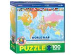 Eurographics Puzzle Weltkarte, Kinderpuzzle, 100 Teile, 48 X 33 Cm, 6100-1271