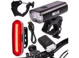 Maltrack Luce Anteriore E Posteriore Luce Led Per Bicicletta | Set Di Luci Impermeabili Per Bicicletta | Luce Anteriore E Posteriore | Ricarica Della Batteria Tramite Usb | Nero