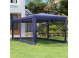 The Living Store Tenda Per Feste Con 6 Pareti Laterali In Rete Blu 3X6 M Hdpe