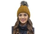 Vivisence Cappello Da Donna Con Pompon - Caldo E Accogliente Per L'inverno Autunno Elegante Cappello Invernale Con Pompon Donna Cappello Classico - Giallo Scuro