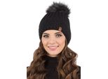 Vivisence Cappello Con Pompon Da Donna Misura Universale - Copricapo Caldo Per L'inverno Autunno Elegante Cappello Con Pompon In Pelliccia Sintetica Donne Cappello Classico - Nero