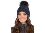Vivisence Cappello Invernale Con Pompon Da Donna Taglia Universale - Inverno E Autunno Elegante Cappello Con Pompon Copricapo Donna Classico Cappello Caldo - Blu Scuro