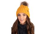 Vivisence Cappello Lavorato A Maglia Da Donna - Cappello A Pompon Per Donne Per L'autunno Invernale - Cappello Con Pompon Caldo Cappello Invernale Spesso Accogliente - Miele