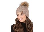 Vivisence Cappello Con Pompon Da Donna Misura Universale - Copricapo Caldo Per L'inverno Autunno Cappello Elegante Con Pompon In Pelliccia Sintetica Donna Cappello Classico - Beige