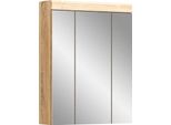Mobiletto Specchio Da Bagno Lambada Con 3 Ante, Decoro Rovere.