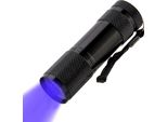 Mini Torcia Con Rilevatore Uv, Lega Di Alluminio Nera, 9 Led, 87X26 Mm