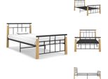 Vidaxl Struttura Letto In Metallo E Legno Massiccio Di Quercia 90X200 Cm - Letti E Strutture Letto