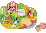 Janod Puzzle Di Legno Animali Della Fattoria - Puzzle A Pioli 6 Pezzi