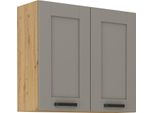 Armadietto Superiore Da Cucina Laili - Larghezza 80 Cm, Grigio Chiaro / Rovere Artisan