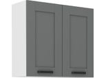 Armadietto Superiore Da Cucina Laili - Larghezza 80 Cm, Grigio / Bianco