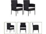 The Living Store Sedie Da Giardino Con Cuscini In Bianco Crema 2 Pezzi In Polyrattan Nero