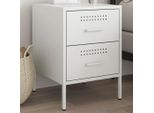 Vidaxl Comodino Bianco 36X39X50,5 Cm In Acciaio