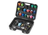 Set Di 28 Pezzi Per Testare La Pressione Del Liquido Di Raffreddamento Del Radiatore - Dispositivo Di Pressurizzazione, Tester Di Pressurizzazione - Dispositivo Di Riempimento Del Liquido Di Raffreddamento, Dispositivo Di Spurgo Del Radiatore - Tester Del Sistema Di Raffreddamento, Incluso Termometro, 17 Adattatori Metallici E 3 Tappi Di Prova