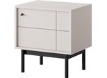 Comodino Con Anta E Ripiani - Cashmere, Gambe In Legno Nero - 53,5 X 56,6 X 39 Cm - Stile Japandi
