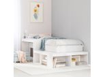 Vidaxl Comodino Con Scrivania Bianco 232X112X75 Cm In Legno Massiccio