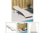 The Living Store Lettino Con Cuscini Marrone 55X199X50 Cm Poly Rattan