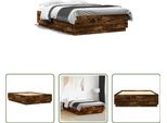 The Living Store Struttura Letto In Rovere Fumé 150X200 Cm Materiale A Base Di Legno
