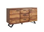 Credenza 145X82X45 Cm In Legno Massiccio Di Sheesham / Metallo Con Bordo | Wohnling