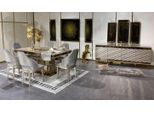 Set Sala Da Pranzo Di Lusso Tavolo Da Pranzo 6X Sedie Credenza Specchio 11 Pezzi