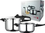 Fagor Duo 6/4 Pentola A Pressione A Induzione 6 + 4 L, Superveloce, Acciaio Inox 18/10, 2 Impostazioni Di Pressione Argento