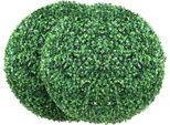2X Palla Di Bosso Artificiale Ø50,8Cm Decorazione Da Giardino Palla Di Bosso Artificiale Pianta Artificiale In Pe, Legno, Pp Incl. 2 Pz. Luci Led Decorative E 10 Pz. Foglie Di Ricambio